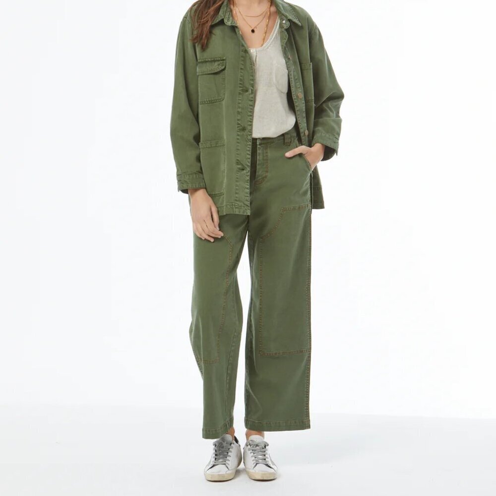Young Fabulous & Broke YFB Workwear Green Wide Leg Pants Size Medium 90s utility
